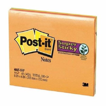 포스트잇미팅노트 6345 SSP 4색x45매무선 203x152mm