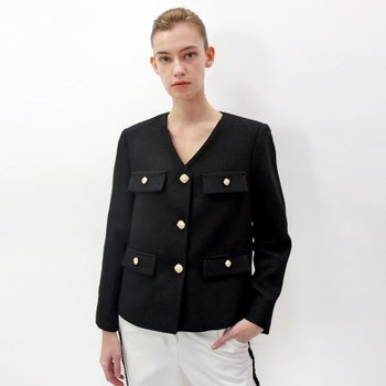 데미지니모닉 골드버튼 브이넥 블랙 자켓_Gold Button Black JK