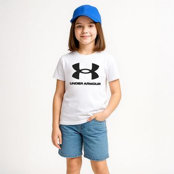 UA 라이브 스포츠스타일 그래픽 G 여아 주니어 반팔티 화이트 1361182 100_P335827620