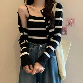 대학생 LVKQ3733 세련된 여자 캐주얼 간절기 캠퍼스 필수템 룩 가디건