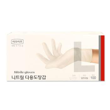 이라이프 395GCN58 니트릴장갑 L 100매 화이트