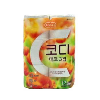 코디 데코 3겹 화장지 27m x 12롤 집들이선물 신혼집선물 무형광 엠보싱 화장지추천
