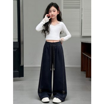 스티치 와이드 데님 팬츠 R30367
