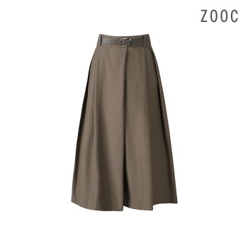 [ZOOC][Dual Self] 레더 탭 미디 벌룬 스커트 BR_Z252MSD209 [판매중단/오프판매]