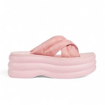 [명품] 구찌 여자 슬리퍼 GG 플랫폼 슬라이드 샌들 핑크 738707 H9H00 5838