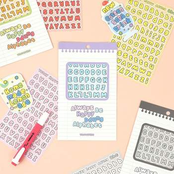 다꾸스티커 423EMV12 뚱파벳 투명라인 8종 2P 알파벳 스티커