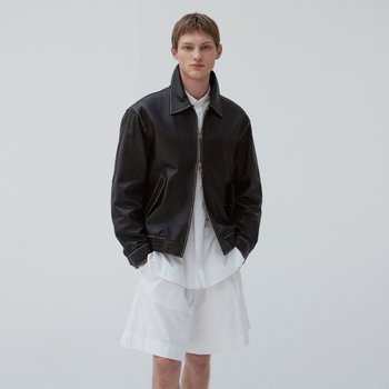 Unisex European Lambskin overfit blouson JK_Black