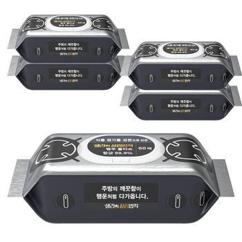 살림법칙) 60매 5팩 행주물티슈 (샐리의 캡형