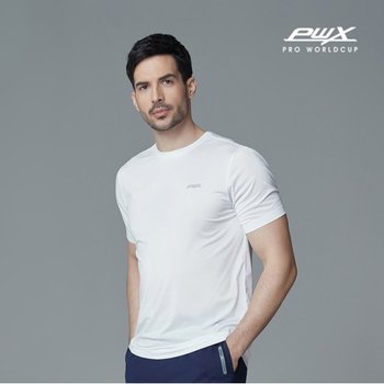 남성 화이트 UV차단 라운드넥 반팔 티셔츠 P201I001A02_WH