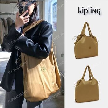 키플링 숄더백 토트백 18L 대용량 셔링스트랩 아씨 골디시브라운 KQABS35 GDBN..