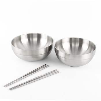 샤틴 436CMA47 스텐 이중 탕기 19.3cm 2P +젓가락 2P 2인용세트