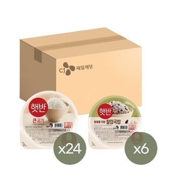 햇반 큰공기 300g x24개+찰잡곡밥 210g x6개