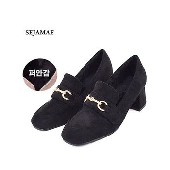 겨울용 따뜻한퍼   여성 6cm 키높이 겨울구두 스웨이드 펌프스   경량 발편함_P353436055
