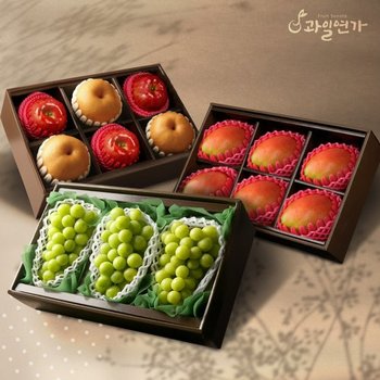 [바로배송][과일선물세트] 3단 사과배샤인애플망고2호 선물세트 (사과3개, 배3개, 샤인3개, 애플망고 6개)[SSG상품권 증정이벤트]