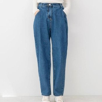 [JHL0S704_51IB]JJM-SS568 여자핀턱오버핏배기청바지 진청