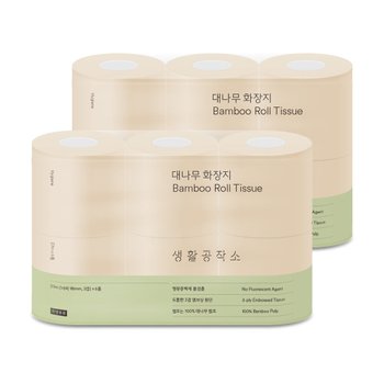[생활공작소] 대나무 화장지 (27m x 6롤) x 2개