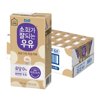 매일 소화가 잘되는 멸균우유 국산 5곡 미숫가루 190ml 24팩