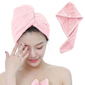 극세사 드라이 타올 핑크 머리 말리기 헤어 수건 타월