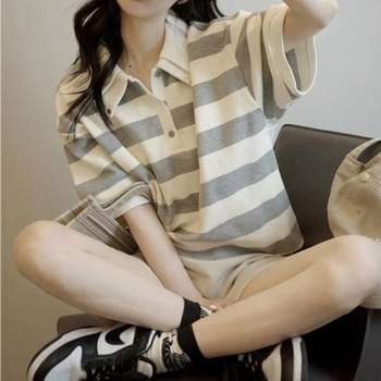 패턴 더블 셔츠칼라 폴로스테디 하프티 오픈칼라셔츠