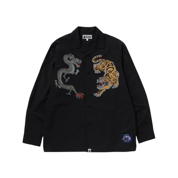베이프 재팬 컬처 타이거 OG 드래곤 오픈 카라 셔츠 블랙