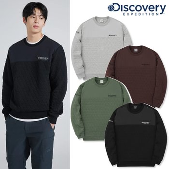 [신세계백화점][24F/W] 디스커버리 DMMT75046 남성 퀼팅 맨투맨 티셔츠 긴팔 맨투맨 가을 겨울철