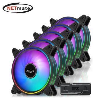 (Netmate) ARGB PWM 120mm 케이스쿨러세트(블랙/5팩)