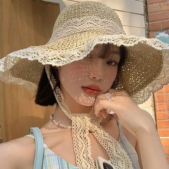 여자 여름 스타일 레이스끈 햇빛 모자 고품질 휴대용 (WFG8LKQ)