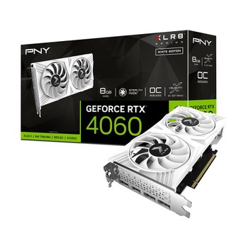 [해외] PNY GeForce RTX 4060 8GB XLR8 Gaming VETRO OC DUAL FAN WHITE EDITION 2 VCG40608DFWXPB1-O