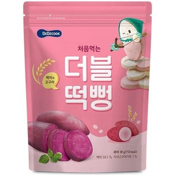 [유로메디] 베베쿡 처음먹는 더블 떡뻥 백미와고구마 30g 유아 아기 쌀과자 퍼프