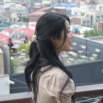 샤인 집게핀 골드 더블 플라워 소프트 머리 헤어