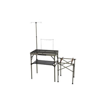 [해외] 빠른 캠프 접는 풀 메쉬 주방 테이블 투버너 대응 빈티지 QC-MKT VT