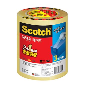 3M)포장용테이프(3615C 투명 갈색 48mmx25m 2+1)-두께0.065mm