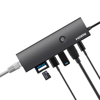 7in1 C타입 멀티허브 HDMI 4K 기가랜 RJ45 USB3.2 Gen2 SD TF카드리더 노트북