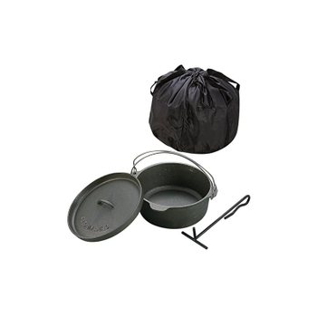 [해외] 캡틴스턱(CAPTAIN STAG) 캠핑 바베큐 더치오븐 세트 주철 25cm 리드 리프터 및 UG-3048