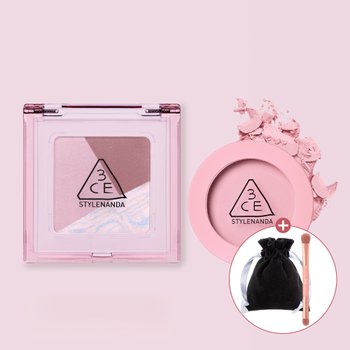 3CE Color Grid Shadow 컬러 그리드 아이섀도우 + Face Blush 페이스 블러쉬 [증정]컬러 그리드 듀얼 브러쉬+화이트스트링파우치
