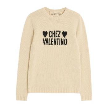 [해외배송] 발렌티노 자수 하트 베이지 크루넥 스웨터 BKC66S 9JLR8E