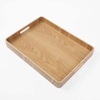 키친드 손잡이 사각 우드트레이(41x30cm) 혼밥 쟁반 생활용품 가정용품 생필품