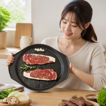 썬터치 HHM791F5 물방울 원형 구이팬 고기 불판 삼겹살 돌판 400x340x