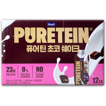 코스트코 매일 퓨어틴 초코 쉐이크 3960ml(330ml x 12개) 단백질 23g 음료