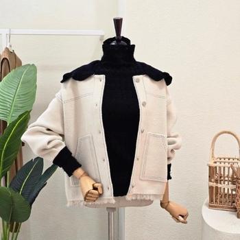 FW4J3JK31093_와이드 카라 스티치 니트 재킷