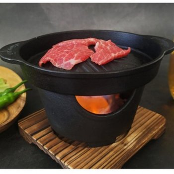 클래식 HBAT4845 통주물 화로세트 1인 무쇠 워머받침대 캠핑 취사 1인화로 직화냄비