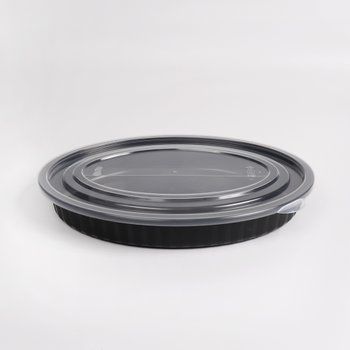 [BW] 사출 타원 찜용기 해물찜 갈비찜 포장 PP용기 (소) 검정 / 뚜껑포함 100세트