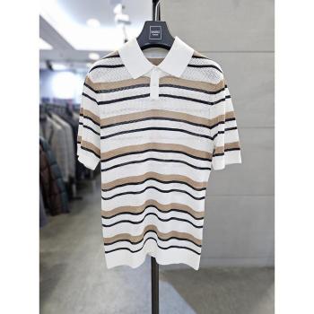 바쏘옴므 세이브존03 바쏘옴므 남자 베이지 카라 반팔 니트 WSAQA2WT1-A1 (S46612833)