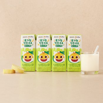 피코크 핑크퐁 유기농인증우유 바나나맛 125mL X 4 (멸균우유)