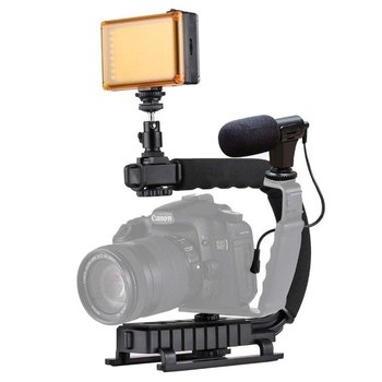 DSLR 카메라 핸들 그립 셀카봉 안정기 핫슈 마운트 모니터 조명 (WD014FE)