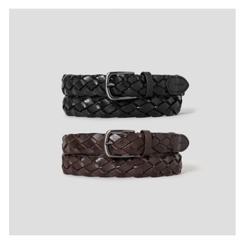 [빈폴ACC]가죽 짜임 사각 버클 벨트 2종택1