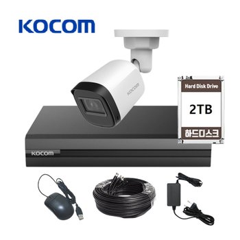 [오늘출발] 코콤 KOCOM 200만화소 CCTV 자가설치 세트 실외 뷸렛 1대 가정용 매장용 주택 사업장 보안방범