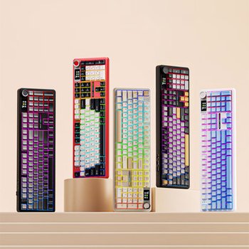 [해외] AULA 독거미 F108Pro 무선 기계식 키보드 PC/FR4보강판 Gasket구조 미니 스크린