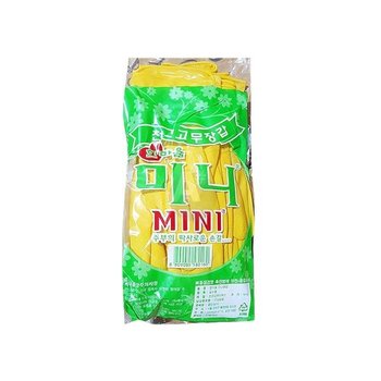 한마음 고무장갑 미니 개나리 10입 업소용 설거지 청소 빨래 주방장갑