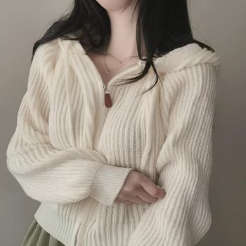 골지 OIEO4436 흐 집업 하찌 니트 여성 니트 청조끼 조끼 데일